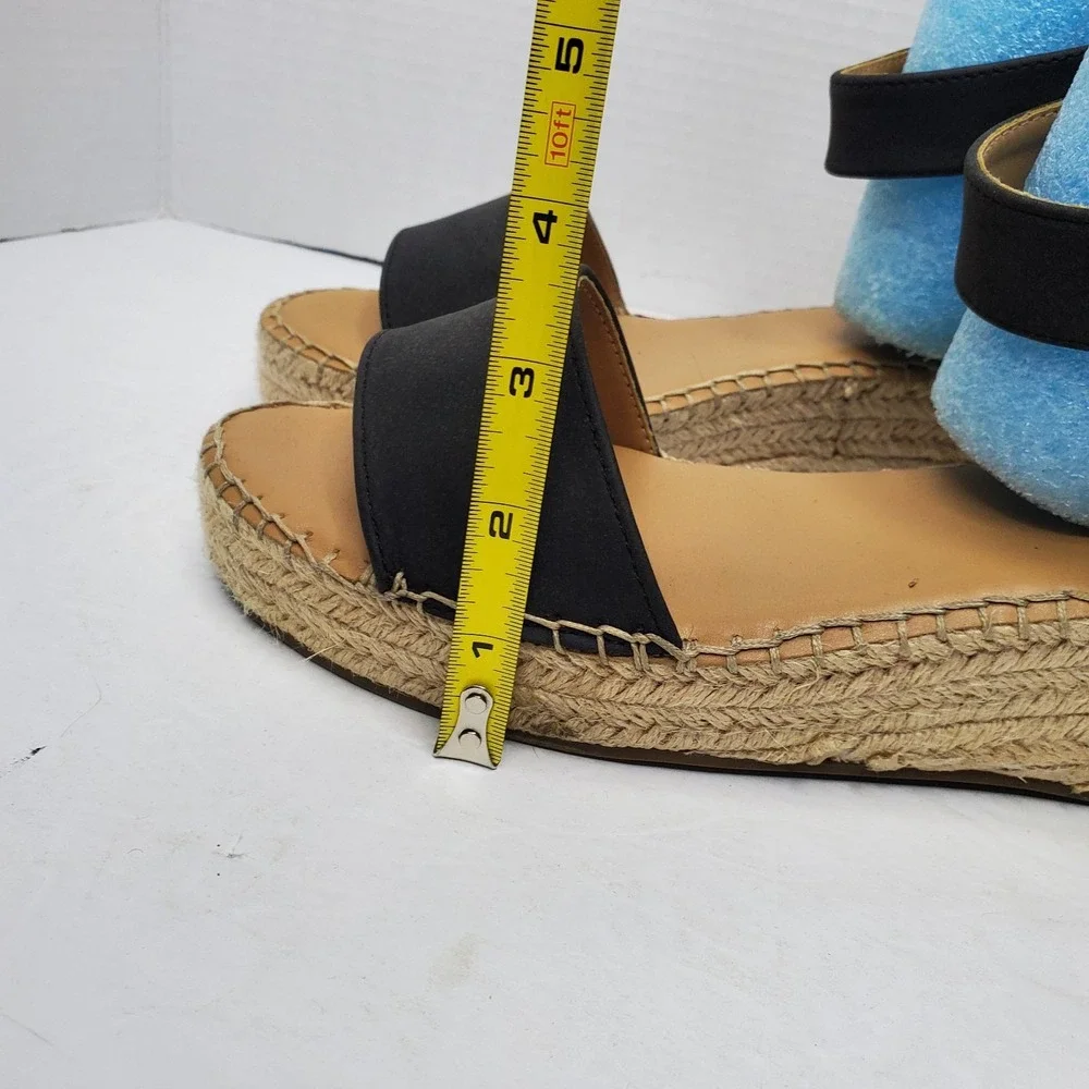 Jessica Cline 'Hayden'‎ Ankle Strap Sandals Size 10 Black Wedge Espadrille Women